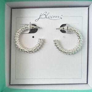 Bloom Jewelry Textured Silver Hoop Earrings Elegant Party Accessory #jewelry